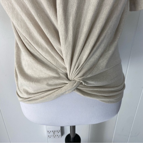 Lululemon Crescent T-Shirt Spark Gold Bone Short Sleeve Cotton Blend Twist Top 6 - Picture 11 of 11